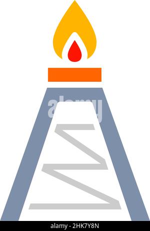Icône de ligne blanche d'engin de forage de pétrole Vector, plate-forme de carburant, station de pompage. Illustration de Vecteur
