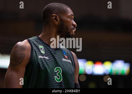 Badalona, Espagne.2nd févr. 2022.Brandon Paul de Joventut Badalona pendant l'Eurocup 7 jours de match entre le Club Joventut Badalona et le Partizan NIS Belgrade au Palau Olimpic de Badalona à Barcelone.(Image de crédit : © David Ramirez/DAX via ZUMA Press Wire) Banque D'Images