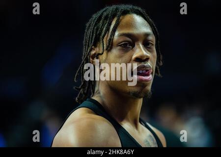 Winston-Salem, Caroline du Nord, États-Unis.2nd févr. 2022.Wake Forest Daemon Deacons Guard Alondes Williams (31) se réchauffe avant de prendre Pittsburgh Panthers dans le match ACC Basketball au LJVM Coliseum à Winston-Salem, NC.(Scott Kinser/Cal Sport Media).Crédit : csm/Alay Live News Banque D'Images