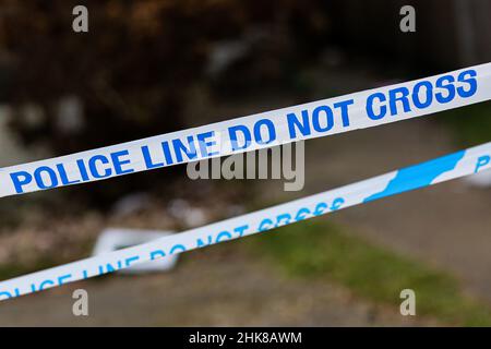 Londres, Royaume-Uni.30th janvier 2022.Une bande de police est attachée autour d'une scène de crime à Londres.(Image de crédit : © Dinendra Haria/SOPA Images via ZUMA Press Wire) Banque D'Images