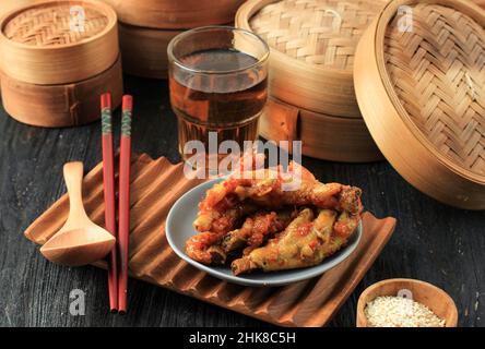 Chinois cuit à la vapeur Dim Sum Chicken Feet Dimsum Ceker, cuisine chinoise Banque D'Images