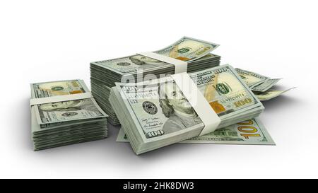 Pile 3D de billets en dollars américains Banque D'Images