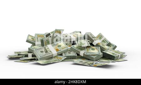 Pile 3D de 100 billets en dollars américains Banque D'Images
