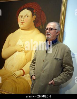 ISTANBUL, TURQUIE - 3 MAI : portrait du célèbre artiste colombien Fernando Botero le 3 mai 2010 à Istanbul, Turquie. Fernando Botero Angulo (né en 1932) est un artiste figuratif et sculpteur de Medellin, en Colombie. Banque D'Images