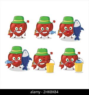 Un pêcheur cupid amour flèche dessin de dessin animé capture un gros poisson.Illustration vectorielle Illustration de Vecteur
