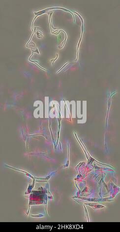 Inspiré par les études d'un homme portant un chapeau et une tête d'un vieil homme, en profil. Feuille d'étude avec les hommes. Scheveningen, réimaginé par Artotop. L'art classique réinventé avec une touche moderne. Conception de lumière chaleureuse et gaie, de luminosité et de rayonnement de lumière. La photographie s'inspire du surréalisme et du futurisme, embrassant l'énergie dynamique de la technologie moderne, du mouvement, de la vitesse et révolutionne la culture Banque D'Images