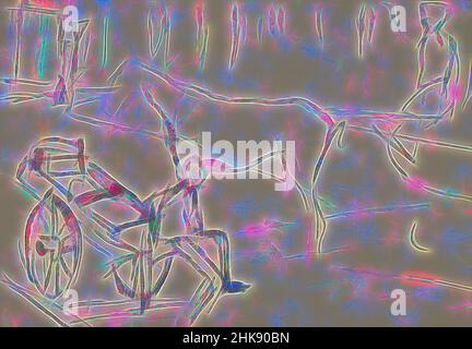 Inspiré par en avant une voiturette à cheval et un homme sur une charrette, repensé par Artotop. L'art classique réinventé avec une touche moderne. Conception de lumière chaleureuse et gaie, de luminosité et de rayonnement de lumière. La photographie s'inspire du surréalisme et du futurisme, embrassant l'énergie dynamique de la technologie moderne, du mouvement, de la vitesse et révolutionne la culture Banque D'Images