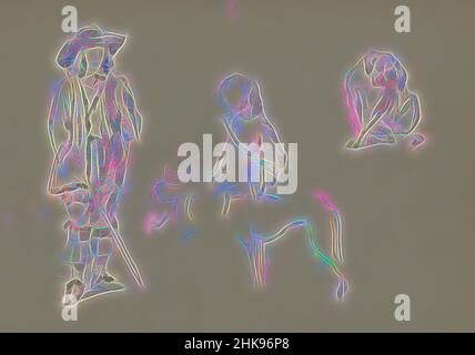 Inspiré par la gauche un garçon debout. À côté de lui un garçon assis avec un chapeau sur ses genoux. Avec lui un chien. En haut à droite un autre chien. Deux garçons et deux chiens. Pays-Bas, repensé par Artotop. L'art classique réinventé avec une touche moderne. Conception de lumière chaleureuse et gaie, de luminosité et de rayonnement de lumière. La photographie s'inspire du surréalisme et du futurisme, embrassant l'énergie dynamique de la technologie moderne, du mouvement, de la vitesse et révolutionne la culture Banque D'Images