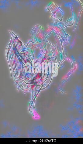 Inspiré par l'homme et la femme, les deux lancent une jambe dans l'air. On peut supposer qu'ils dansent le cancan. Dancing homme et femme Paris, réimaginé par Artotop. L'art classique réinventé avec une touche moderne. Conception de lumière chaleureuse et gaie, de luminosité et de rayonnement de lumière. La photographie s'inspire du surréalisme et du futurisme, embrassant l'énergie dynamique de la technologie moderne, du mouvement, de la vitesse et révolutionne la culture Banque D'Images