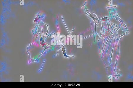 Inspiré par les femmes ont mis une jambe dans l'air. On peut supposer qu'ils dansent le cancan. Danseurs au Moulin Rouge, réimaginé par Artotop. L'art classique réinventé avec une touche moderne. Conception de lumière chaleureuse et gaie, de luminosité et de rayonnement de lumière. La photographie s'inspire du surréalisme et du futurisme, embrassant l'énergie dynamique de la technologie moderne, du mouvement, de la vitesse et révolutionne la culture Banque D'Images