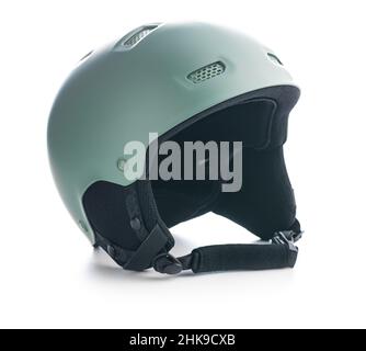 Casque de ski coloré isolé sur fond blanc. Banque D'Images