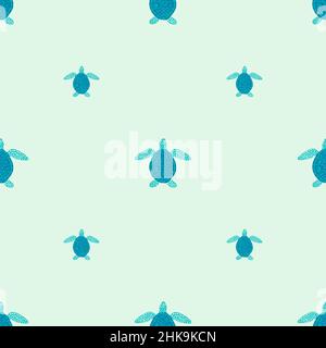 Motif tortues de mer sans couture.Adorable tortue marine en forme de doodle.Belle texture d'animaux pour tissu, papier d'emballage, papier peint, tissu, illustrationratio Illustration de Vecteur