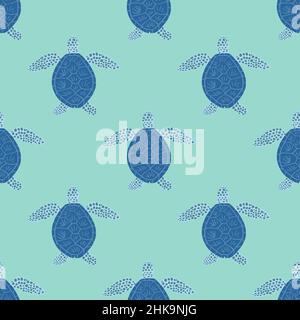 Motif tortues de mer sans couture.Adorable tortue marine en forme de doodle.Belle texture d'animaux pour tissu, papier d'emballage, papier peint, tissu, illustrationratio Illustration de Vecteur