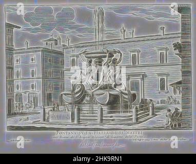 Inspirée par la Fontana delle Tartarughe sur la Piazza Mattei à Rome, Fontana su la Piazza de ss.ri Mattei, Fontane di Roma, Fontaines de Rome, numérotée en bas à droite : 23. L'imprimé fait partie d'un album., imprimerie: Giovanni Battista Falda, Giovanni Battista Falda, imprimerie: Italie, Italie, éditeur: Rome, Repensé par Artotop. L'art classique réinventé avec une touche moderne. Conception de lumière chaleureuse et gaie, de luminosité et de rayonnement de lumière. La photographie s'inspire du surréalisme et du futurisme, embrassant l'énergie dynamique de la technologie moderne, du mouvement, de la vitesse et révolutionne la culture Banque D'Images