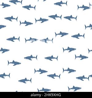 Motif requin baleine sans coutures dans un style scandinave.Arrière-plan des animaux marins.Illustration vectorielle pour les enfants impressions textiles amusantes, tissu, bannières, Illustration de Vecteur