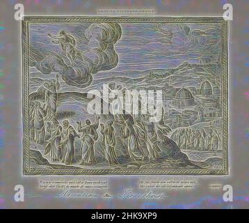 Inspiré par l'Ascension du Christ, Emerita gestorum gratia, Emblemata Novi Testamenti, Emblemata Sacra è praecipuis utriusque testamenti historiis concinnata (Nouveau Testament), imamines et figues bibliorum, Paysage avec vue sur la ville de Jérusalem. Sur la gauche, le Mont des oliviers avec l'Ascension, repensé par Artotop. L'art classique réinventé avec une touche moderne. Conception de lumière chaleureuse et gaie, de luminosité et de rayonnement de lumière. La photographie s'inspire du surréalisme et du futurisme, embrassant l'énergie dynamique de la technologie moderne, du mouvement, de la vitesse et révolutionne la culture Banque D'Images