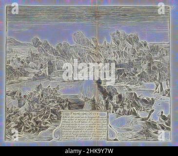 Inspiré par la capture et le pillage de Neuss, 1586, pry de Nuys, Guerres de Flandres, la capture et le pillage de Neuss par l'armée de Parme, 26 juillet 1586. Dans les escarmouches de premier plan et les troupes assiégantes. La ville est prise et incendié. Partie centrale inférieure de la cartouche avec le titre et la légende A-P en, réimaginé par Artotop. L'art classique réinventé avec une touche moderne. Conception de lumière chaleureuse et gaie, de luminosité et de rayonnement de lumière. La photographie s'inspire du surréalisme et du futurisme, embrassant l'énergie dynamique de la technologie moderne, du mouvement, de la vitesse et révolutionne la culture Banque D'Images