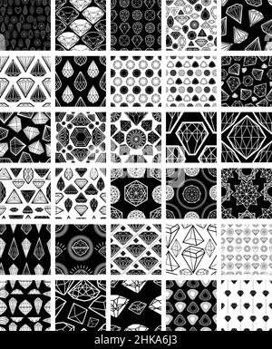 lot de 30 motifs vectoriels sans couture avec des diamants Illustration de Vecteur
