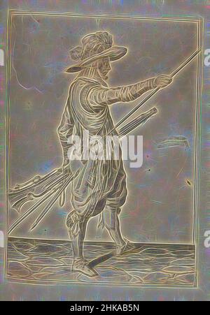 Inspiré par Soldier avec un mousquet glissant sa main droite jusqu'à la fin de son ramrod (no 26), c. 1600, Un soldat, de pleine longueur, à droite, tenant un mousquet (un type particulier d'arme à feu) avec sa main gauche près de sa cuisse gauche et amenant sa main droite à l'extrémité de son ramrod, qu'il repose, réimaginé par Artotop. L'art classique réinventé avec une touche moderne. Conception de lumière chaleureuse et gaie, de luminosité et de rayonnement de lumière. La photographie s'inspire du surréalisme et du futurisme, embrassant l'énergie dynamique de la technologie moderne, du mouvement, de la vitesse et révolutionne la culture Banque D'Images
