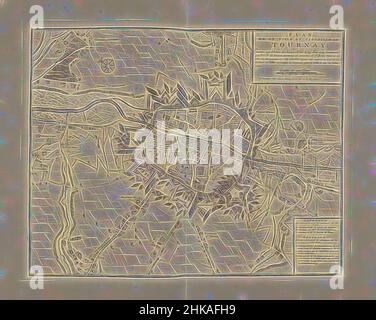 Inspiré par le siège de Tournai, 1709, Plan de la ville et Citadelle de Tournay. Intestie par l'Armée des hauts-alliés le 29 juin 1709. Commande par S.A.S. Le Prince Eugene de Savoye, et S.A. le Prince et Duc de Marlboroug, carte du Siège de Tournai. La ville assiégée par les alliés sous le duc de, réimaginée par Artotop. L'art classique réinventé avec une touche moderne. Conception de lumière chaleureuse et gaie, de luminosité et de rayonnement de lumière. La photographie s'inspire du surréalisme et du futurisme, embrassant l'énergie dynamique de la technologie moderne, du mouvement, de la vitesse et révolutionne la culture Banque D'Images