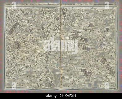 Inspiré par carte de Limbourg avec la région autour de Maastricht, 1708, carte particulière des environs de Maestricht, partie de Liège, Faucquemont, et pays d'Outre-Meuse, carte de Limbourg avec la région autour de Maastricht, partie de Liège et Valkenburg, 1708. En haut à droite une barre d'échelle: Echelle de deux Lieues de, repensée par Artotop. L'art classique réinventé avec une touche moderne. Conception de lumière chaleureuse et gaie, de luminosité et de rayonnement de lumière. La photographie s'inspire du surréalisme et du futurisme, embrassant l'énergie dynamique de la technologie moderne, du mouvement, de la vitesse et révolutionne la culture Banque D'Images