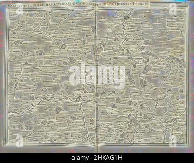 Inspiré par carte du Nord de la France, 1710, carte particulière des environs de Cambray, Bappaumes, Saint Quentin, Perone, carte du Nord de la France avec les villes de Cambrai, Péronne, Saint Quentin et Bapaume, 1710. Fait partie d'une collection groupée de plans de batailles et de villes renommées dans la guerre de la, repensée par Artotop. L'art classique réinventé avec une touche moderne. Conception de lumière chaleureuse et gaie, de luminosité et de rayonnement de lumière. La photographie s'inspire du surréalisme et du futurisme, embrassant l'énergie dynamique de la technologie moderne, du mouvement, de la vitesse et révolutionne la culture Banque D'Images