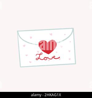 Illustration d'une enveloppe de Saint-Valentin isolée dessinée à la main Illustration de Vecteur