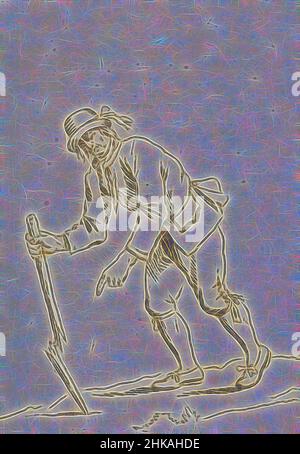 Inspiré par l'homme descendant vers l'avant incliné sur un bâton cassé, 1796, dessin d'un homme tombant vers l'avant incliné sur un bâton cassé, 1796. En face de la page 16: 'On 't aanzien der Republiek der Vereenigde Nederlanden onder de Mogenheden'. Illustration dans l'almanach de Pieter van Woensel 'de Lantaarn pour 1796, réimaginé par Artotop. L'art classique réinventé avec une touche moderne. Conception de lumière chaleureuse et gaie, de luminosité et de rayonnement de lumière. La photographie s'inspire du surréalisme et du futurisme, embrassant l'énergie dynamique de la technologie moderne, du mouvement, de la vitesse et révolutionne la culture Banque D'Images