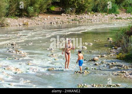 Cascade de Cascate del Mulino, Saturnia thermae, Toscane, Italie, Europe Banque D'Images