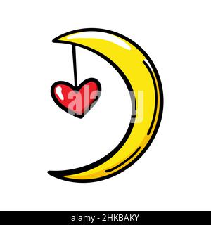 Main lune avec un coeur.Illustration vectorielle Illustration de Vecteur