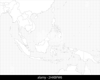 Asie du Sud-est carte vierge avec contour simple Illustration de Vecteur