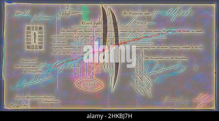 Inspiré par le Bill of Exchange pour Charles Hussenden, détenteur du slaveholder sur Saint-Eustache, Bill of Exchange valant 600 guildes au nom de Charles Hussenden, 17 juillet 1863. Lettre de change émise aux propriétaires d'esclaves de Saint-Eustache pour les indemniser pour avoir déclaré libres les personnes asservies qu'ils comptaient, réinventées par Artotop. L'art classique réinventé avec une touche moderne. Conception de lumière chaleureuse et gaie, de luminosité et de rayonnement de lumière. La photographie s'inspire du surréalisme et du futurisme, embrassant l'énergie dynamique de la technologie moderne, du mouvement, de la vitesse et révolutionne la culture Banque D'Images