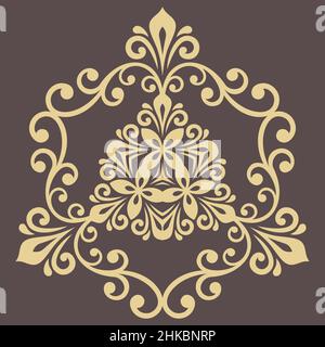 Décoration triangulaire dorée élégante de style classique.Motif traditionnel abstrait avec éléments orientaux.Motif vintage classique Banque D'Images