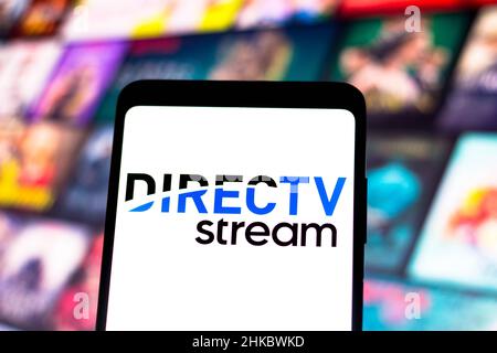 Brésil.3rd févr. 2022.Dans cette illustration, le logo Directv Stream s'affiche sur l'écran d'un smartphone.(Credit image: © Rafael Henrique/SOPA Images via ZUMA Press Wire) Banque D'Images