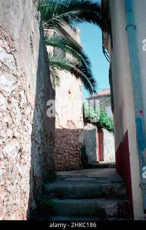 Septembre 1988 - Istria County - marches dans la rue étroite, région de Pula, Istria County, Yougoslavie, maintenant Croatie. Banque D'Images