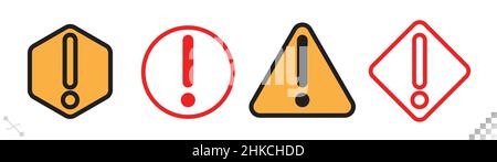 symbole d'icône en forme d'exclamation de formes diverses - cercle hexagonal, losange Illustration de Vecteur