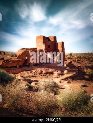 Les ruines amérindiennes de Wukoki dans le monument national de Wuptaki près de Flagstaff, en Arizona. Banque D'Images