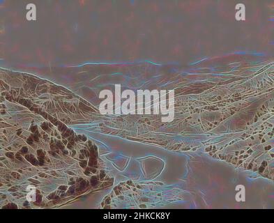 Inspiré par Paysage avec rivière et collines des deux côtés (la route de Rescht), Iran, Paysage avec rivière et collines des deux côtés (la route de Rescht), Iran., Antoine Sevruguin, Iran, c. 1880 - c. 1910, papier, imprimé albumine, hauteur 154 mm, largeur 225 mm, Repensé par Artotop. L'art classique réinventé avec une touche moderne. Conception de lumière chaleureuse et gaie, de luminosité et de rayonnement de lumière. La photographie s'inspire du surréalisme et du futurisme, embrassant l'énergie dynamique de la technologie moderne, du mouvement, de la vitesse et révolutionne la culture Banque D'Images