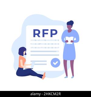 RFP, demande de proposition et personnes, vecteur Illustration de Vecteur