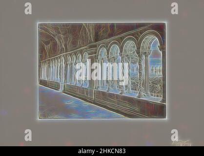 Inspiré par Cloister dans le Saint Paul à l'extérieur des murs de Rome, Interno del Chiostre di S. Paolo Roma, Rome, 1851 - 1900, papier, imprimé albumine, Hauteur 317 mm × largeur 444 mm, repensé par Artotop. L'art classique réinventé avec une touche moderne. Conception de lumière chaleureuse et gaie, de luminosité et de rayonnement de lumière. La photographie s'inspire du surréalisme et du futurisme, embrassant l'énergie dynamique de la technologie moderne, du mouvement, de la vitesse et révolutionne la culture Banque D'Images
