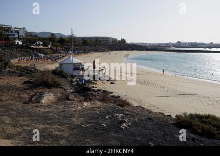 playa dorada Beach début hiver matin playa blanca Lanzarote Iles Canaries Espagne Banque D'Images