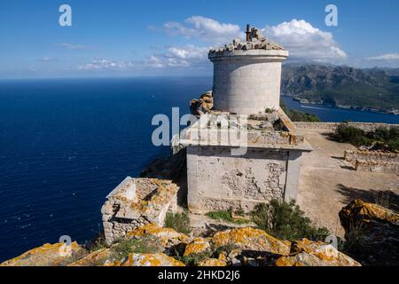 Far Vell phare, (Na POPIA), Parc naturel de sa Dragonera, Majorque, Iles Baléares, Espagne Banque D'Images