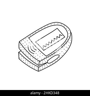Illustration vectorielle manuelle de l'oxymètre de pouls en forme de doodle.Illustration mignonne d'un équipement musical sur fond blanc Illustration de Vecteur