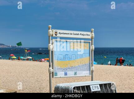 La belle ville de Platja d'Aro (Gérone) l'une des stations touristiques les plus populaires au coeur de la Costa Brava, Espagne Banque D'Images