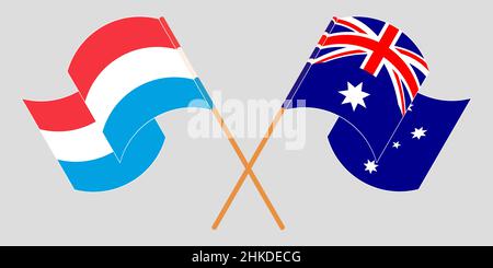 Drapeaux croisés et agités du Luxembourg et de l'Australie.Illustration vectorielle Illustration de Vecteur