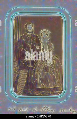 Inspirée par Portrait du couple de la Tour Manbourg, cette photo fait partie d'un album., Mayer & Pierson, Paris, 24-Oct-1861, papier, Imprimé albumine, hauteur 103 mm × largeur 59 mm, repensé par Artotop. L'art classique réinventé avec une touche moderne. Conception de lumière chaleureuse et gaie, de luminosité et de rayonnement de lumière. La photographie s'inspire du surréalisme et du futurisme, embrassant l'énergie dynamique de la technologie moderne, du mouvement, de la vitesse et révolutionne la culture Banque D'Images