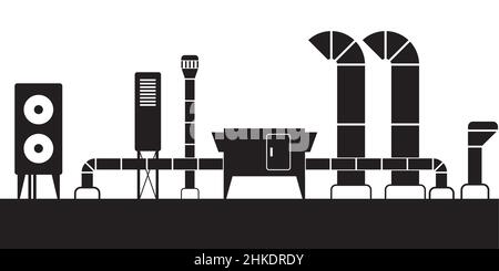 Systèmes de climatisation sur le toit du bâtiment – illustration vectorielle Illustration de Vecteur