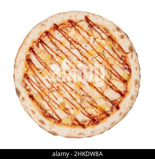 Pizza quatre fromages vue du dessus Banque D'Images