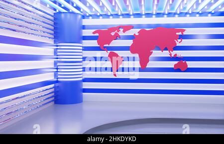 carte rouge et support avec fond bleu clair dans la salle de studio de nouvelles.3d rendu. Banque D'Images