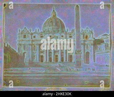 Inspiré par la vue de la basilique Saint-Pierre à Rome, Saint-Pierre, Rome, J. Martin, Grande-Bretagne, 1845 - 1855, imprimé en papier salé, hauteur 189 mm × largeur 234 mm hauteur 464 mm × largeur 290 mm, repensé par Artotop. L'art classique réinventé avec une touche moderne. Conception de lumière chaleureuse et gaie, de luminosité et de rayonnement de lumière. La photographie s'inspire du surréalisme et du futurisme, embrassant l'énergie dynamique de la technologie moderne, du mouvement, de la vitesse et révolutionne la culture Banque D'Images